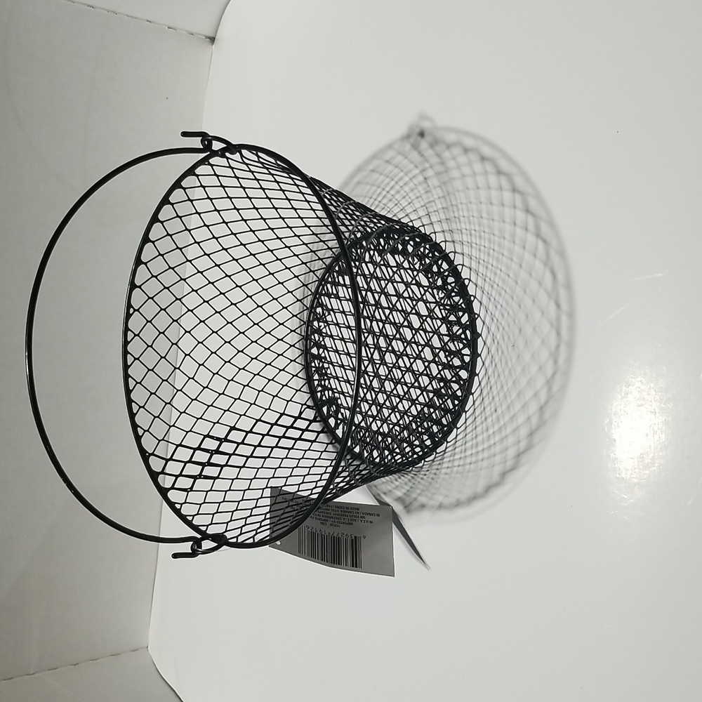 Black Vinyl Coated Wire Metal Mesh Basket With Handle Round Circle Multi Purpose